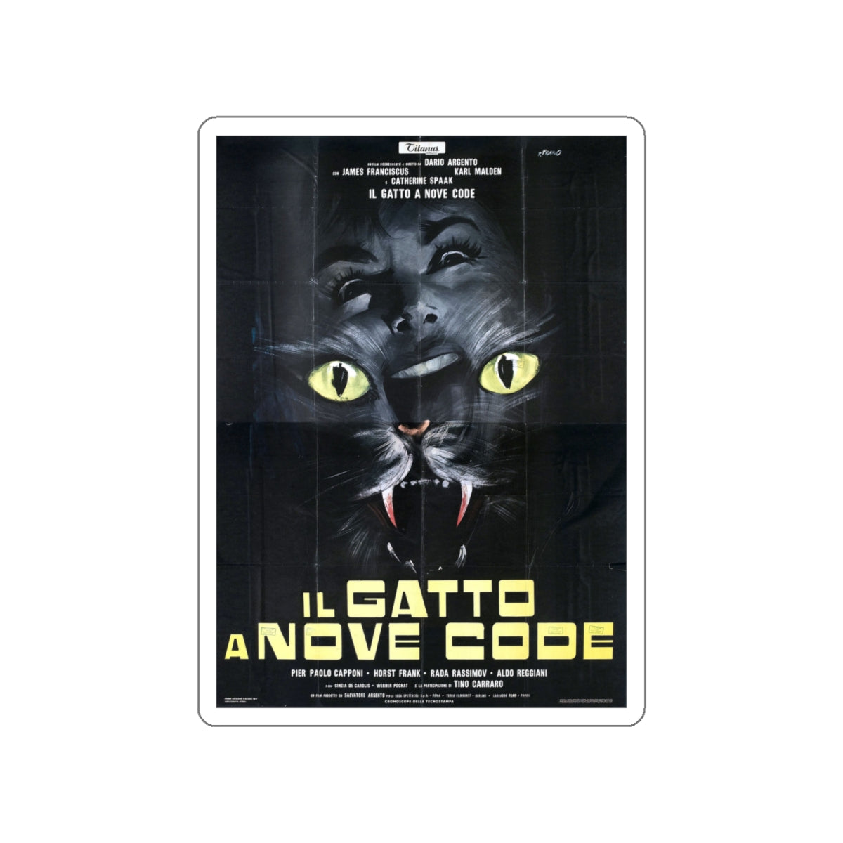 THE CAT O'NINE TAILS (FRENCH) 1971 Movie Poster STICKER Vinyl Die-Cut Decal-White-The Sticker Space
