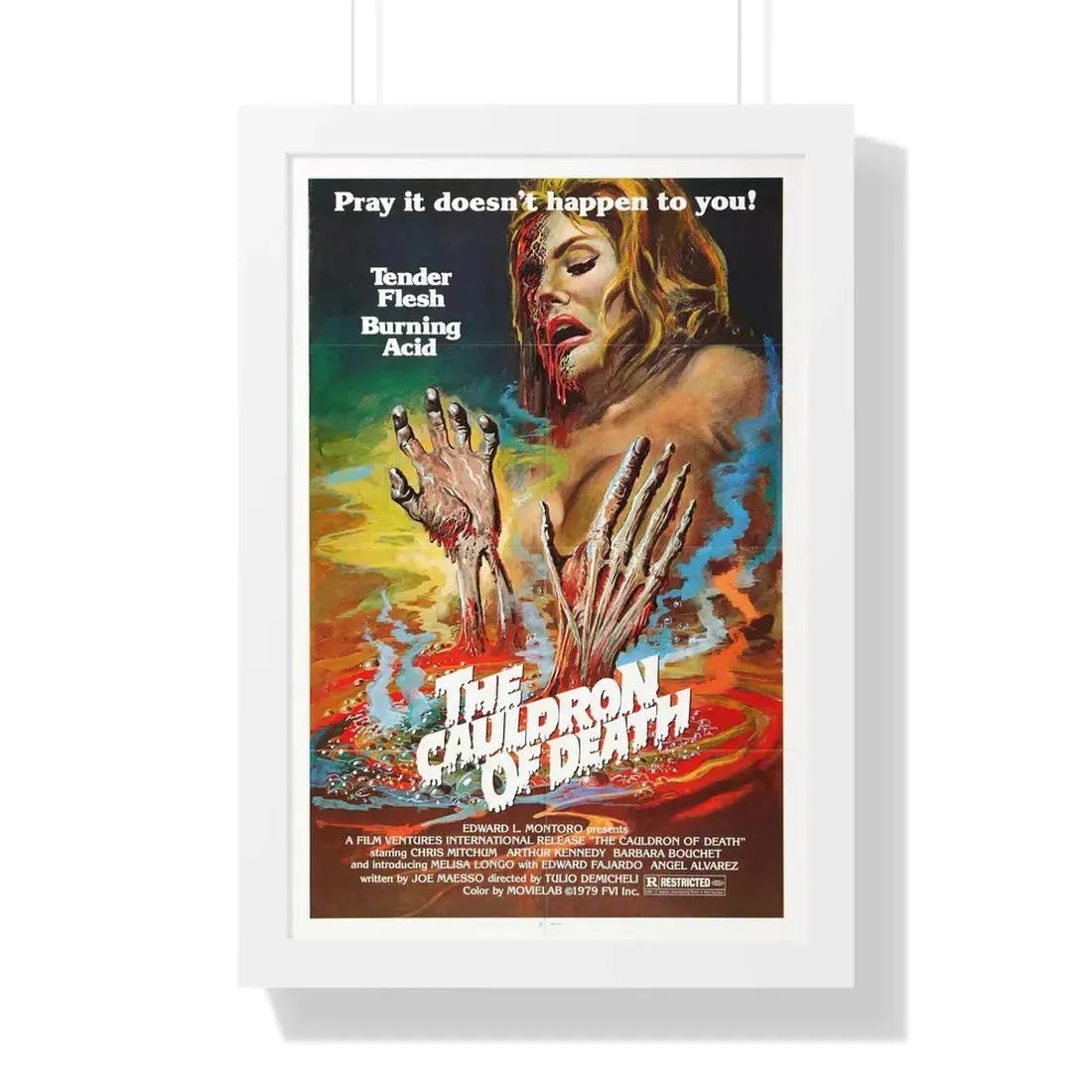 THE CAULDRON OF DEATH 1973 - Framed Movie Poster 16″ x 24″ White - The Sticker Space