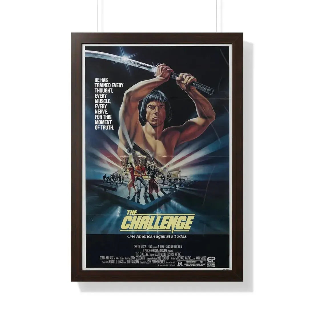 THE CHALLENGE 1982 - Framed Movie Poster 20" x 30" Walnut - The Sticker Space
