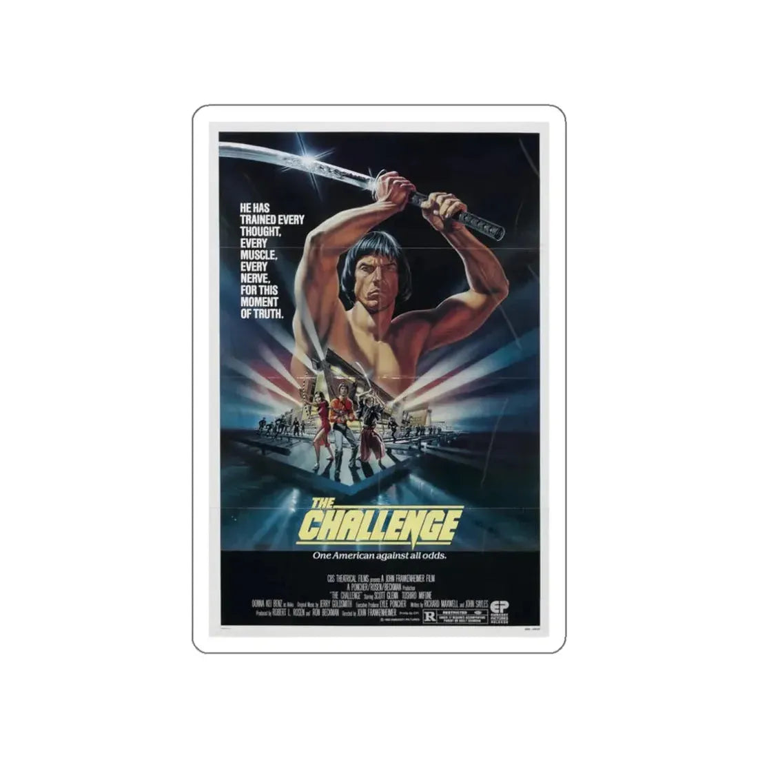 THE CHALLENGE 1982 Movie Poster STICKER Vinyl Die-Cut Decal 3 Inch - The Sticker Space