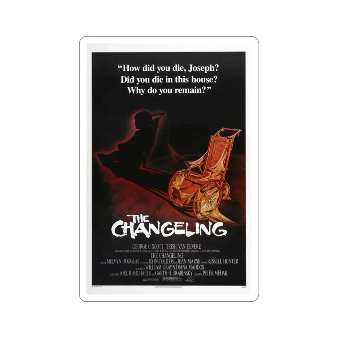 The Changeling 1980 Movie Poster - STICKER Vinyl Kiss-Cut Decal 4 Inch White - The Sticker Space