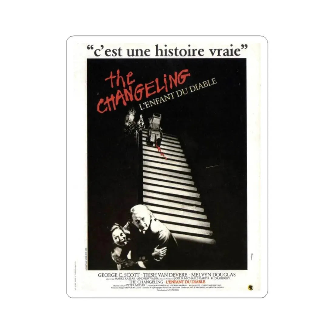 THE CHANGELING (FRENCH) 1980 Movie Poster - STICKER Vinyl Kiss-Cut Decal 4 Inch White - The Sticker Space
