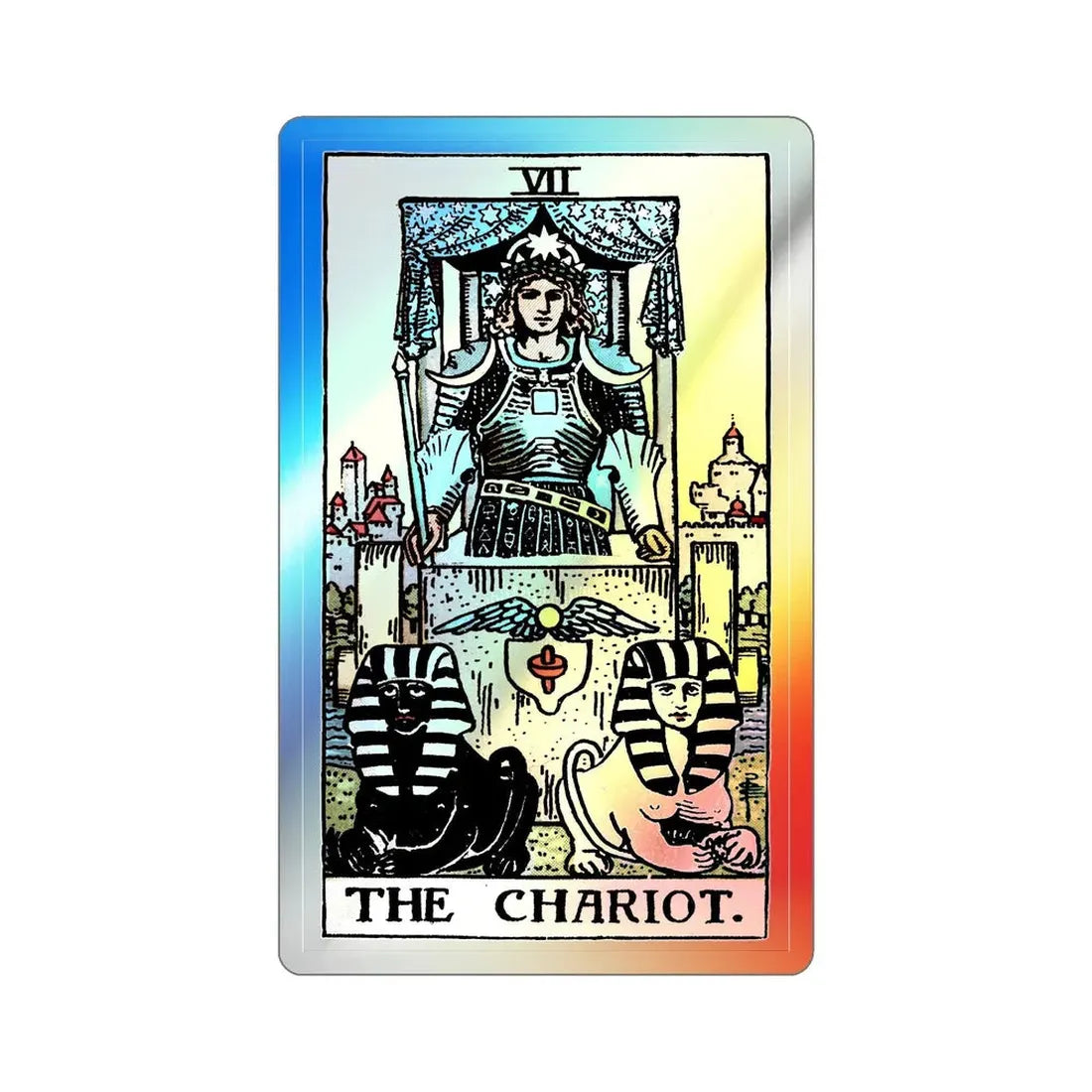 The Chariot (Tarot Card) Holographic STICKER Die-Cut Vinyl Decal 4 Inch Holographic - The Sticker Space