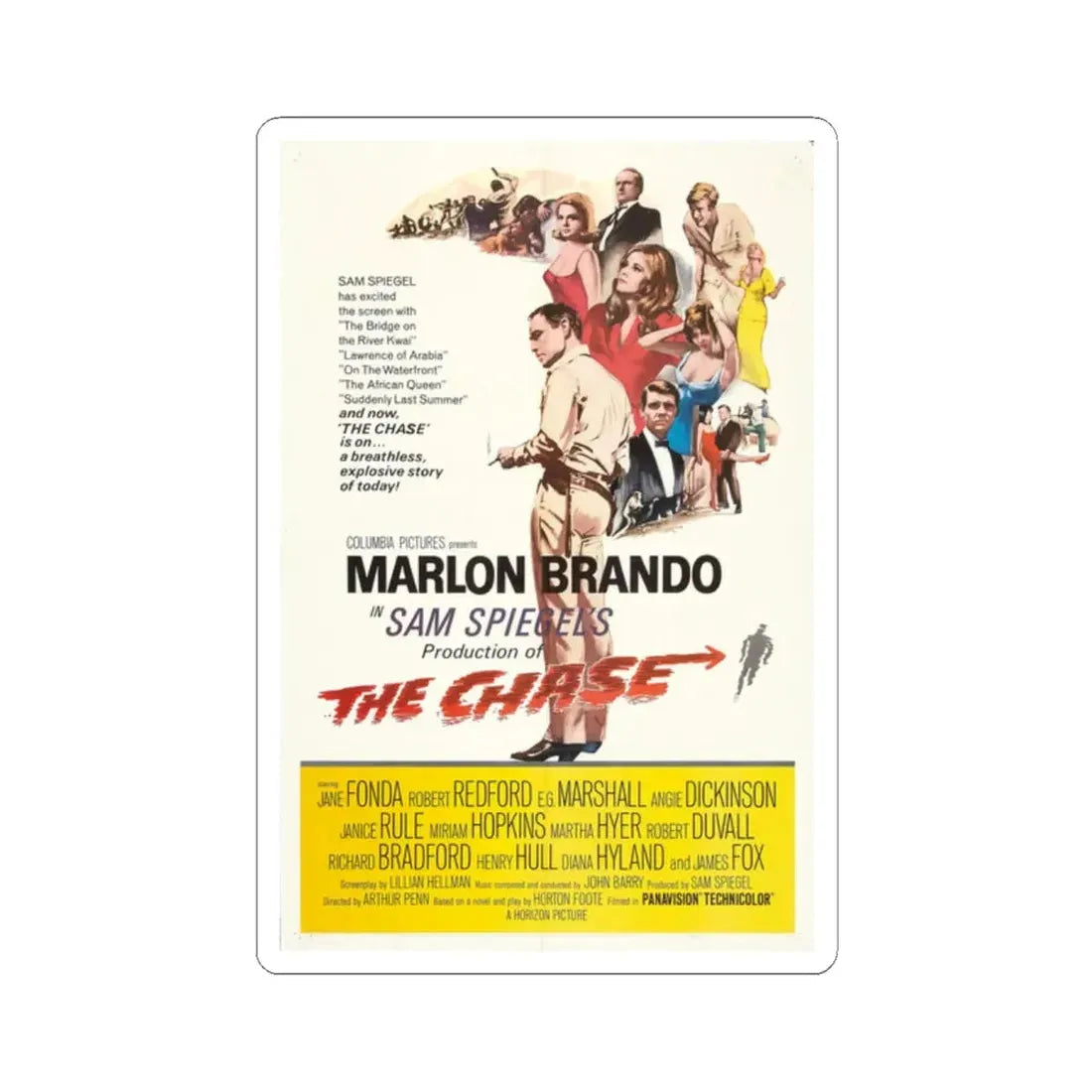 The Chase 1966 Movie Poster - STICKER Vinyl Kiss-Cut Decal 2 Inch White - The Sticker Space
