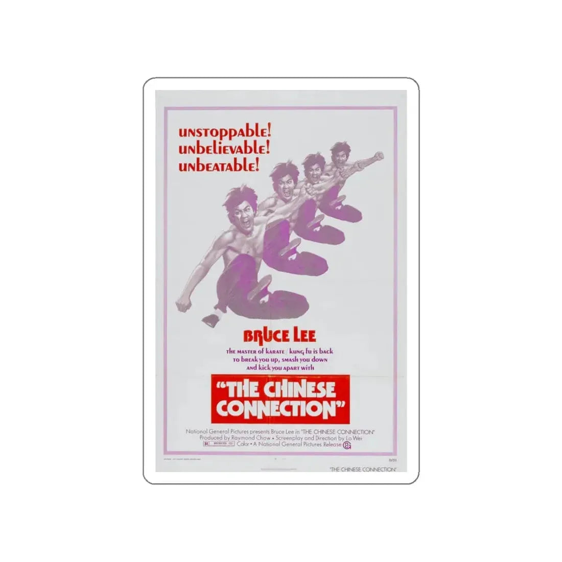 THE CHINESE CONNECTION 1972 Movie Poster STICKER Vinyl Die-Cut Decal 6 Inch - The Sticker Space