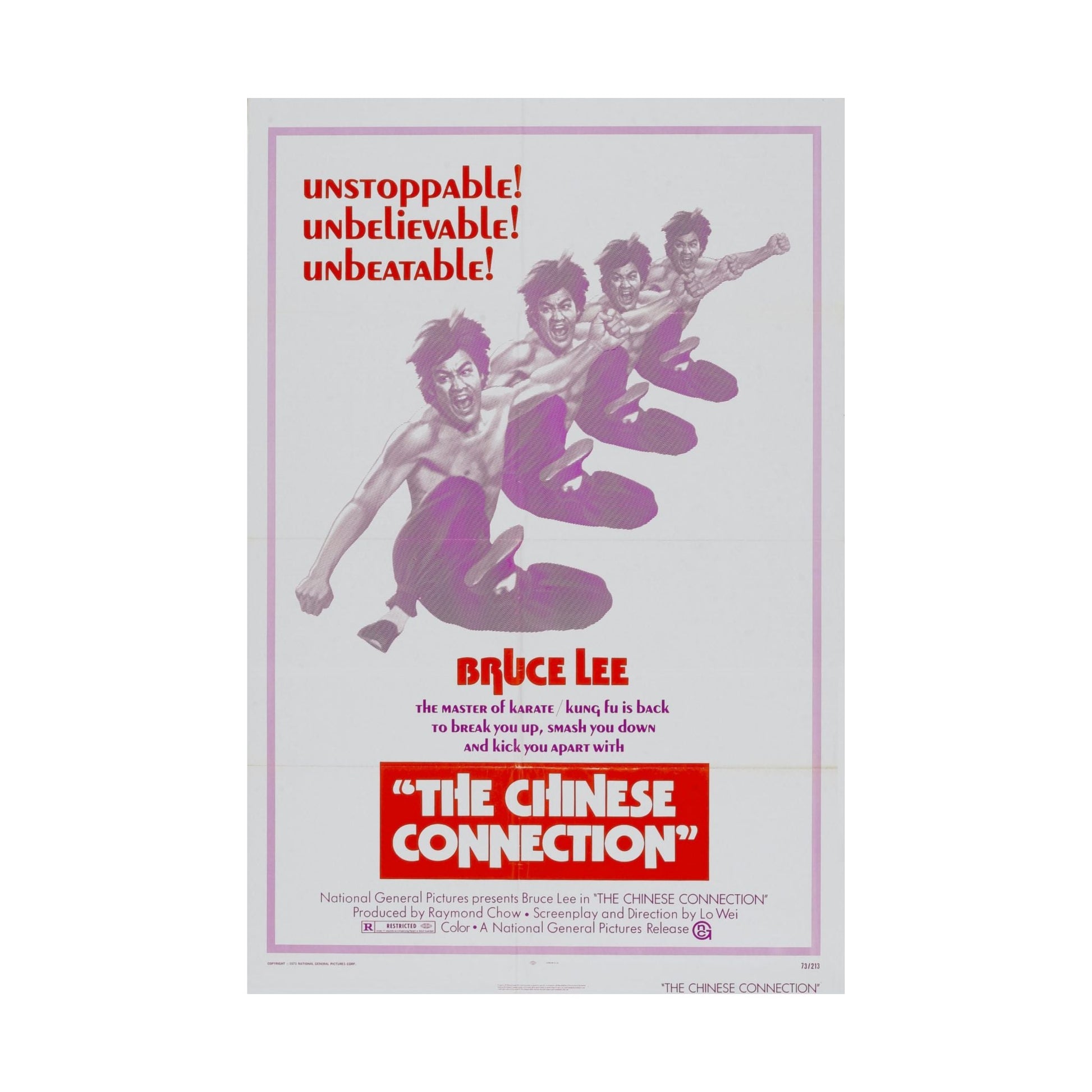 THE CHINESE CONNECTION 1972 - Paper Movie Poster-The Sticker Space