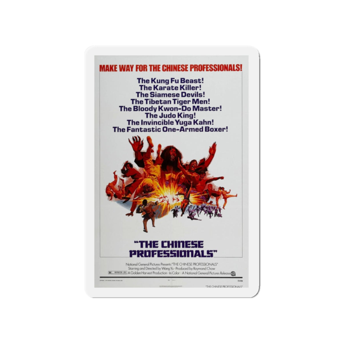 THE CHINESE PROFESSIONALS (THE ONE ARMED BOXER) 1972 Movie Poster - Refrigerator Magnet-2" x 2"-The Sticker Space