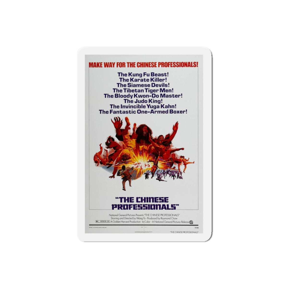 THE CHINESE PROFESSIONALS (THE ONE ARMED BOXER) 1972 Movie Poster - Refrigerator Magnet-5" x 5"-The Sticker Space