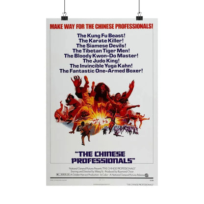 THE CHINESE PROFESSIONALS (THE ONE ARMED BOXER) 1972 - Paper Movie Poster 12″ x 18″ Matte - The Sticker Space