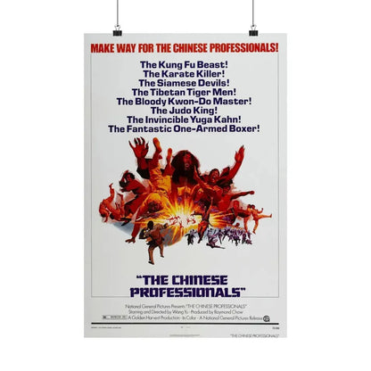 THE CHINESE PROFESSIONALS (THE ONE ARMED BOXER) 1972 - Paper Movie Poster 16″ x 24″ Matte - The Sticker Space