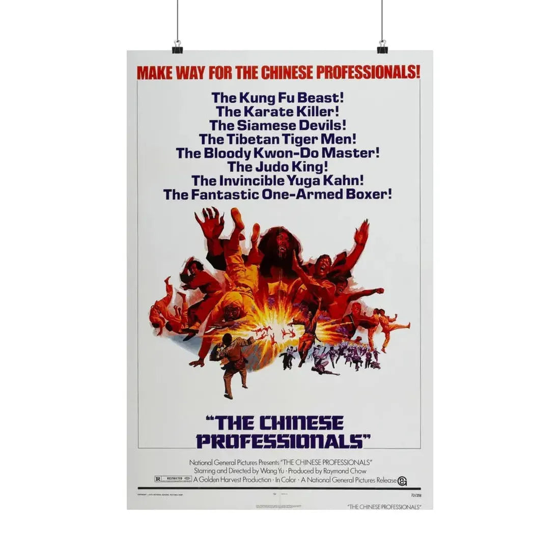 THE CHINESE PROFESSIONALS (THE ONE ARMED BOXER) 1972 - Paper Movie Poster 20″ x 30″ Matte - The Sticker Space