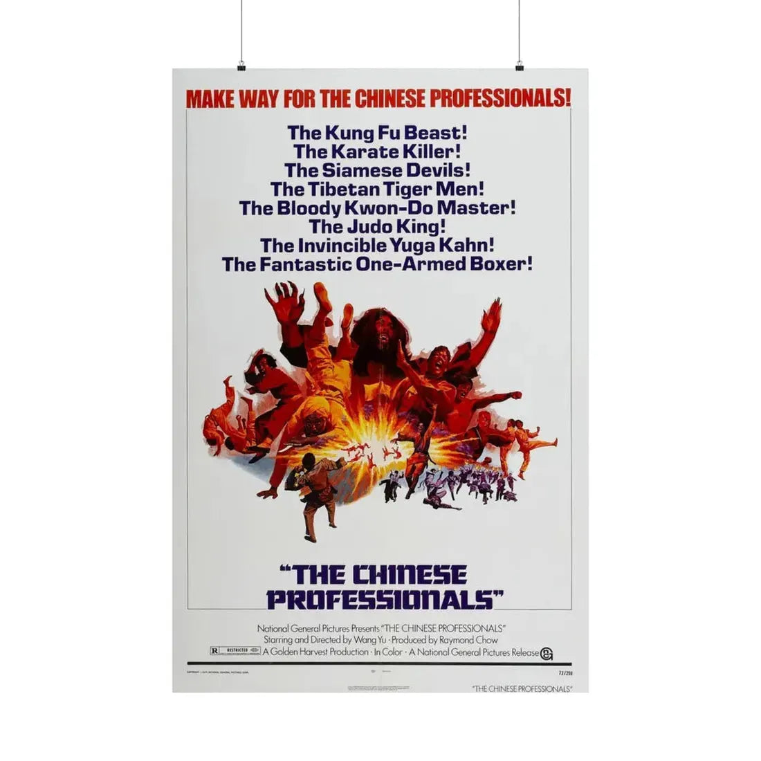 THE CHINESE PROFESSIONALS (THE ONE ARMED BOXER) 1972 - Paper Movie Poster 36" x 54" Matte - The Sticker Space