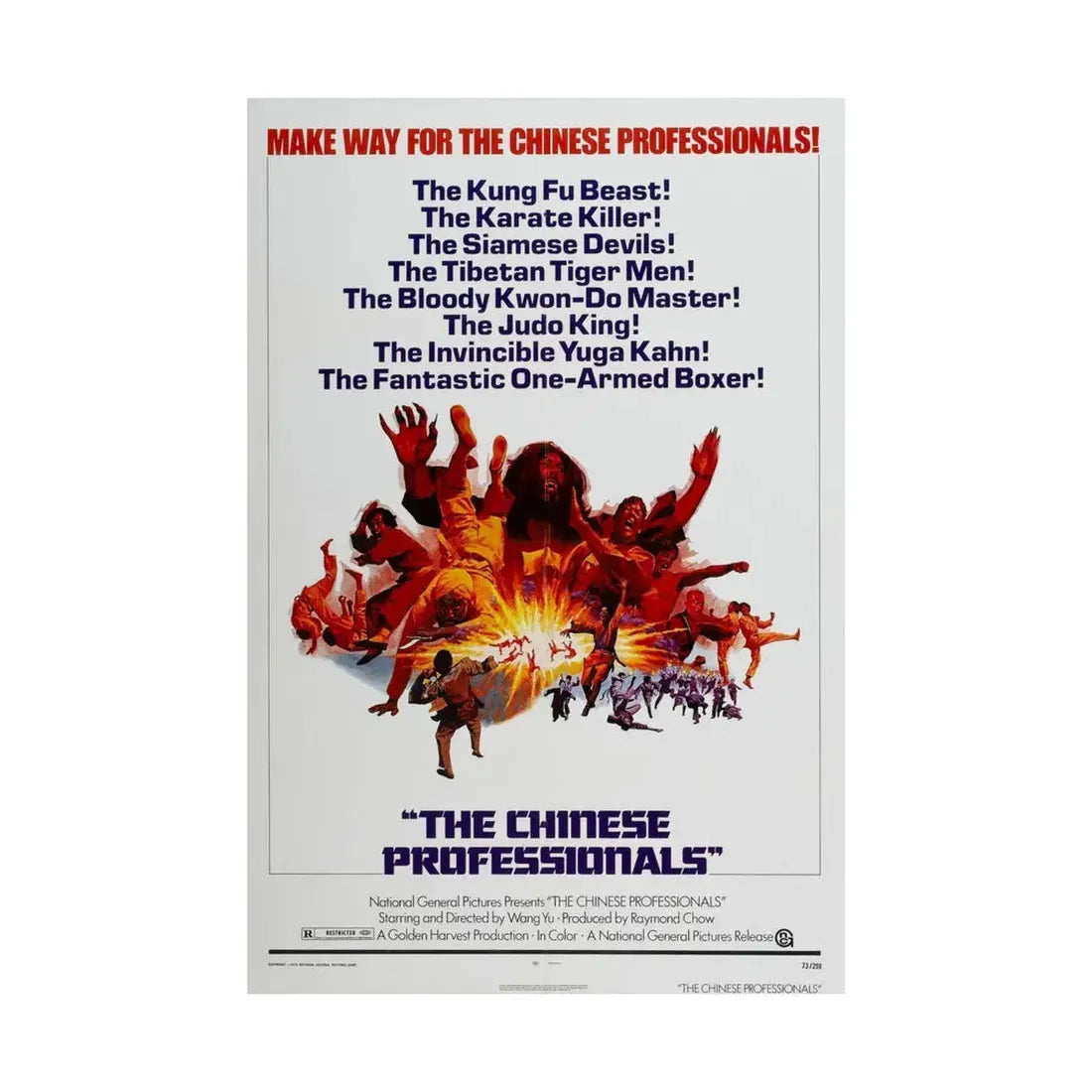 THE CHINESE PROFESSIONALS (THE ONE ARMED BOXER) 1972 - Paper Movie Poster - The Sticker Space