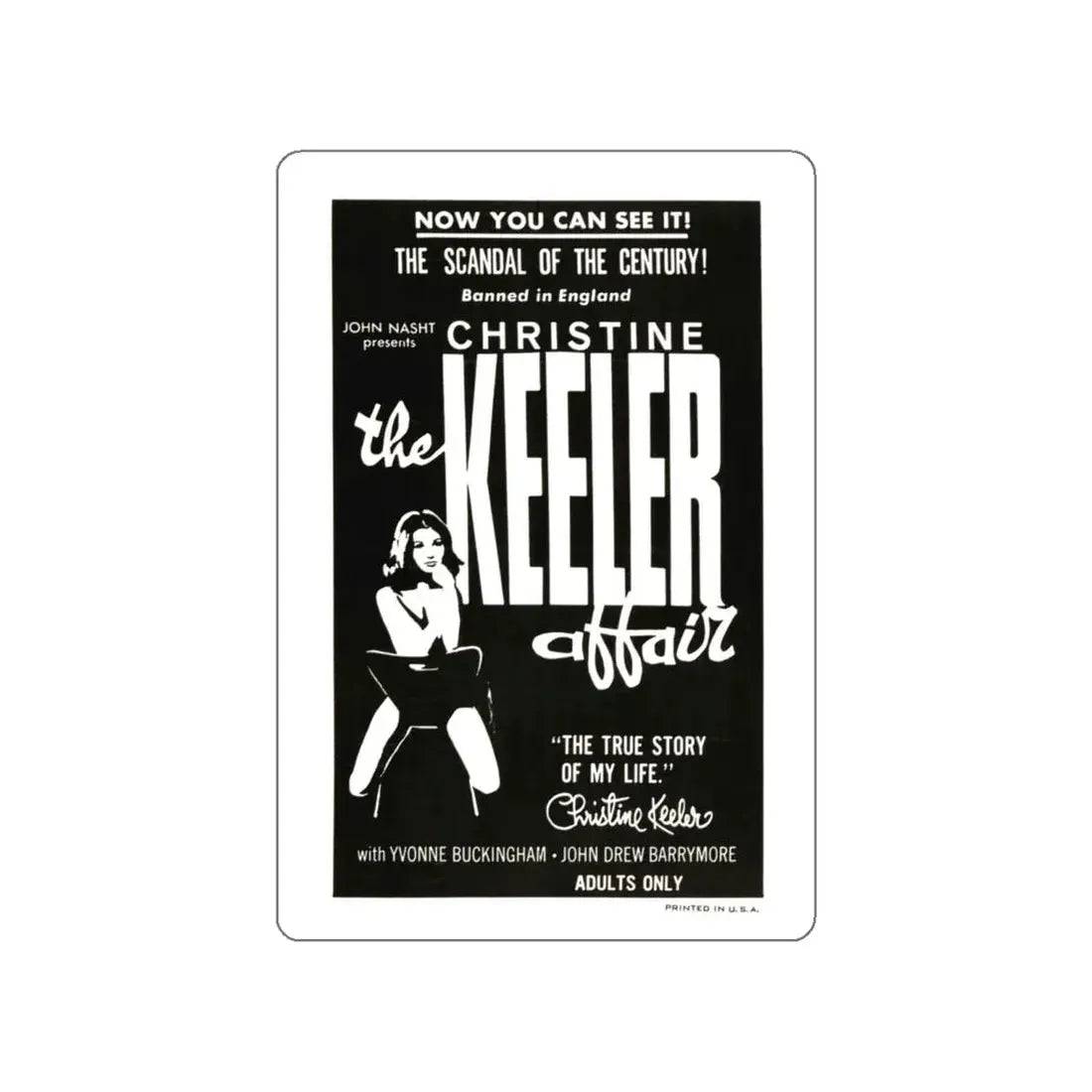 THE CHRISTINE KEELER AFFAIR 1963 Movie Poster STICKER Vinyl Die-Cut Decal 6 Inch - The Sticker Space