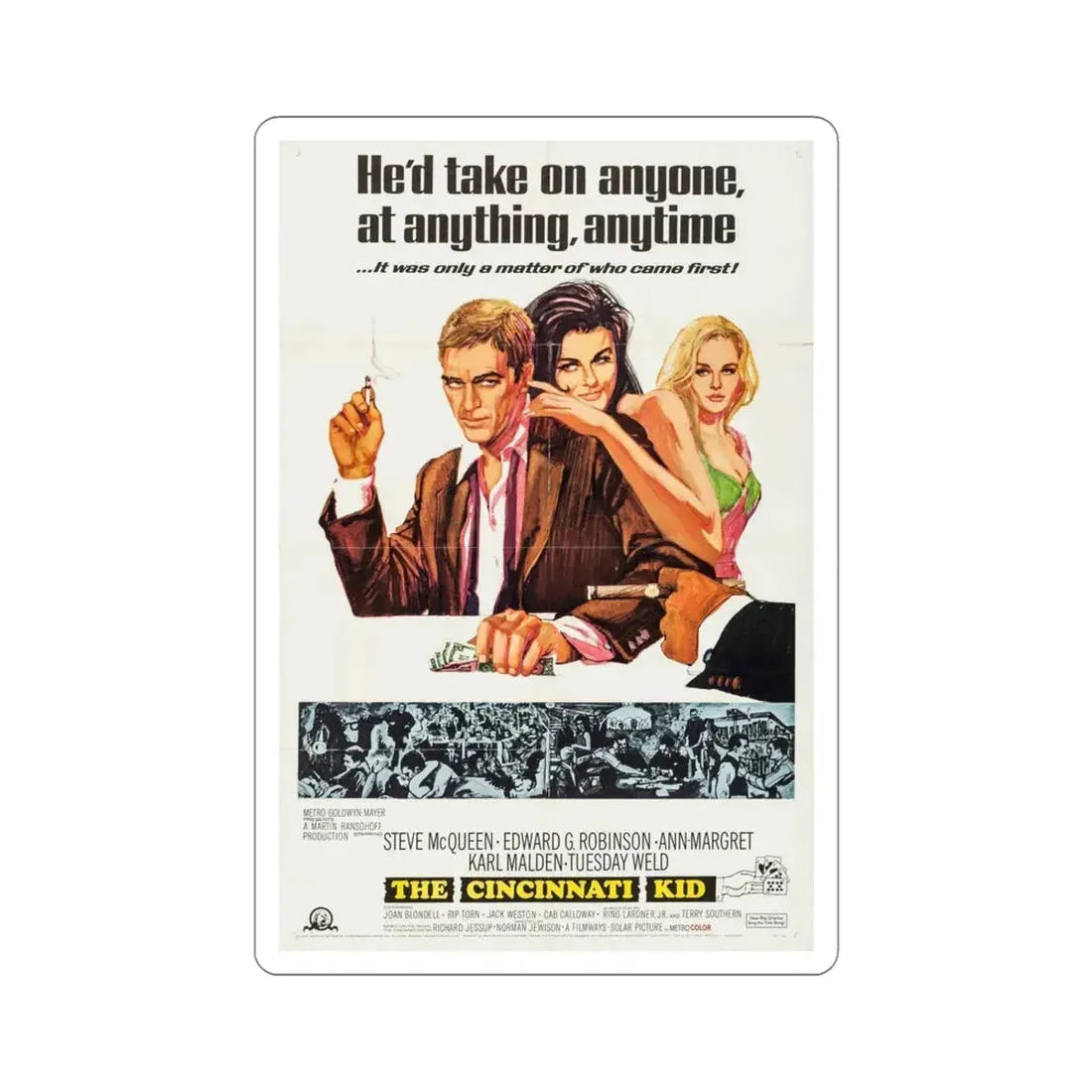 The Cincinnati Kid 1965 Movie Poster STICKER Vinyl Die-Cut Decal 4 Inch - The Sticker Space