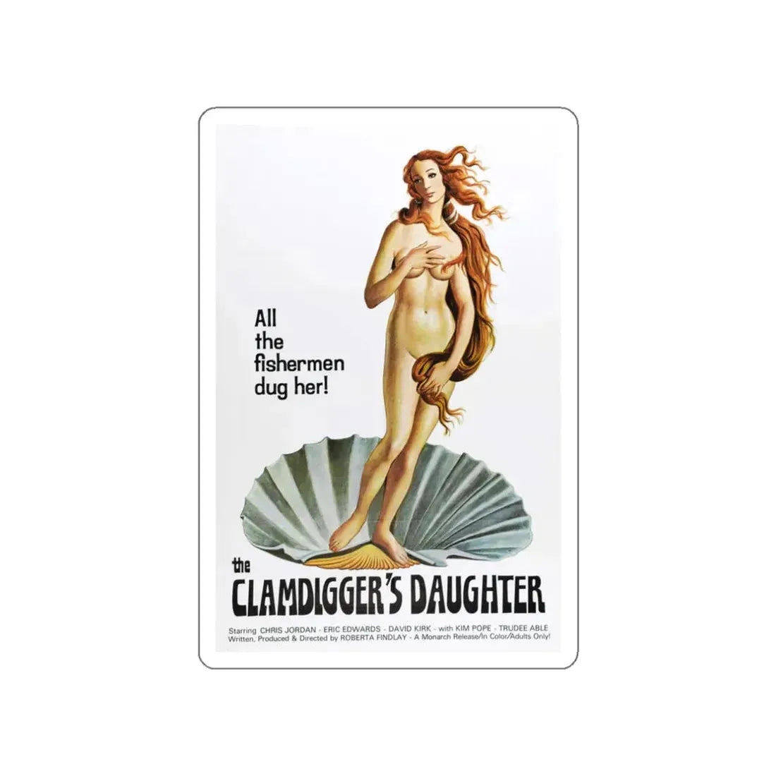THE CLAMDIGGERS DAUGHTER 1974 Movie Poster STICKER Vinyl Die-Cut Decal 3 Inch - The Sticker Space