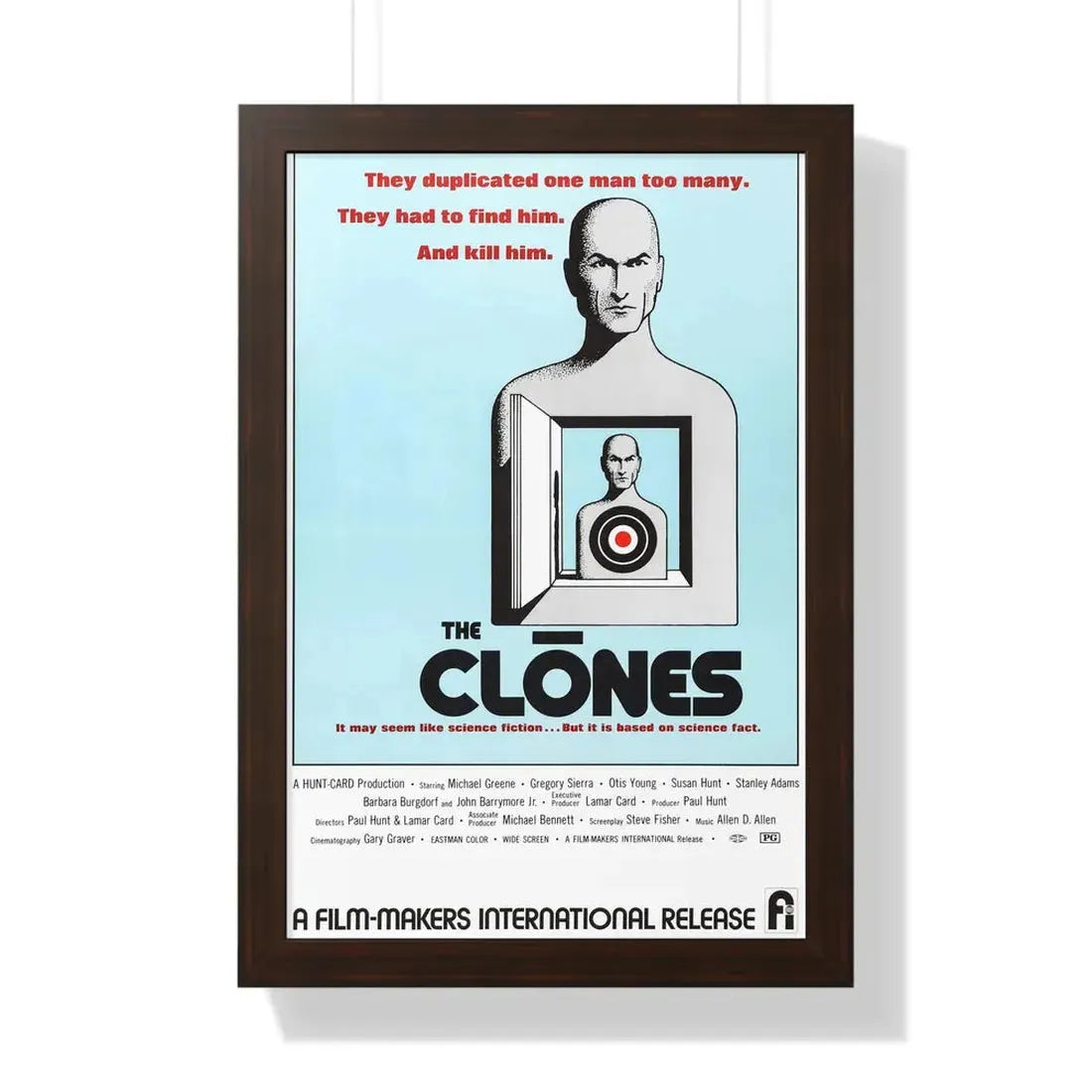 THE CLONES 1973 - Framed Movie Poster 16″ x 24″ Walnut - The Sticker Space
