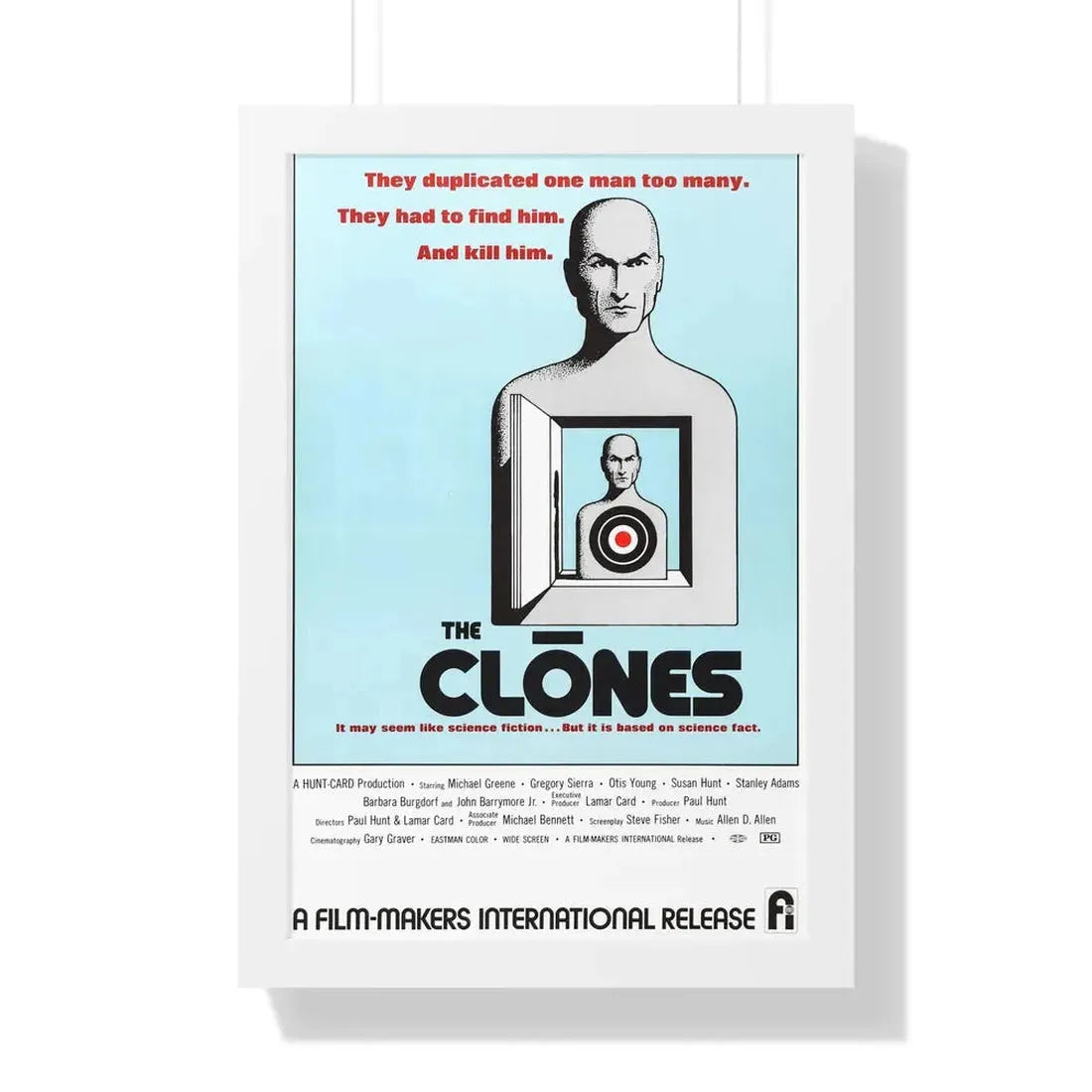 THE CLONES 1973 - Framed Movie Poster 16″ x 24″ White - The Sticker Space