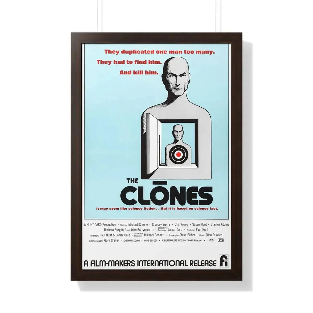 THE CLONES 1973 - Framed Movie Poster 20" x 30" Walnut - The Sticker Space