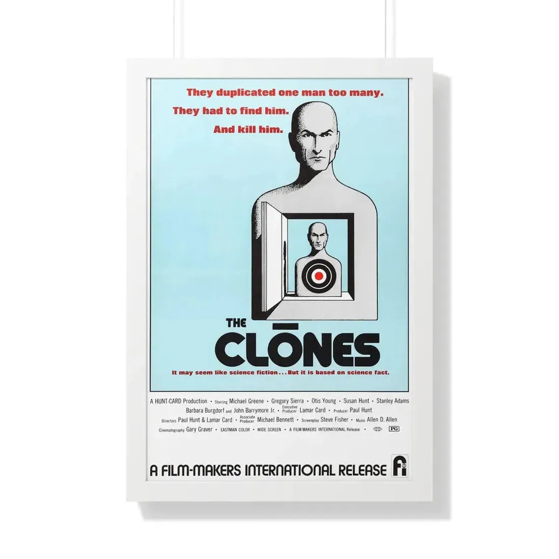 THE CLONES 1973 - Framed Movie Poster 20" x 30" White - The Sticker Space