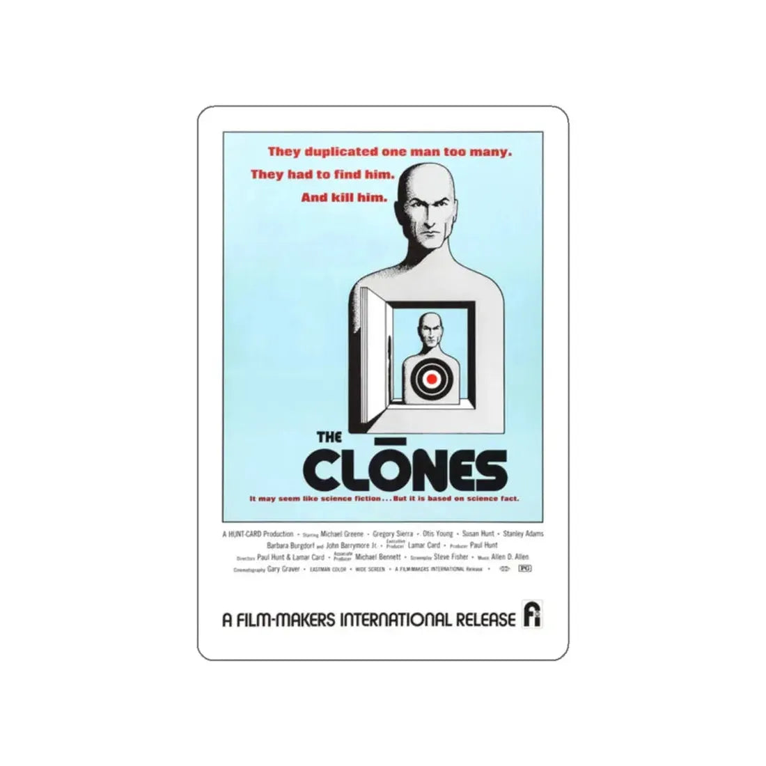 THE CLONES 1973 Movie Poster STICKER Vinyl Die-Cut Decal 2 Inch - The Sticker Space
