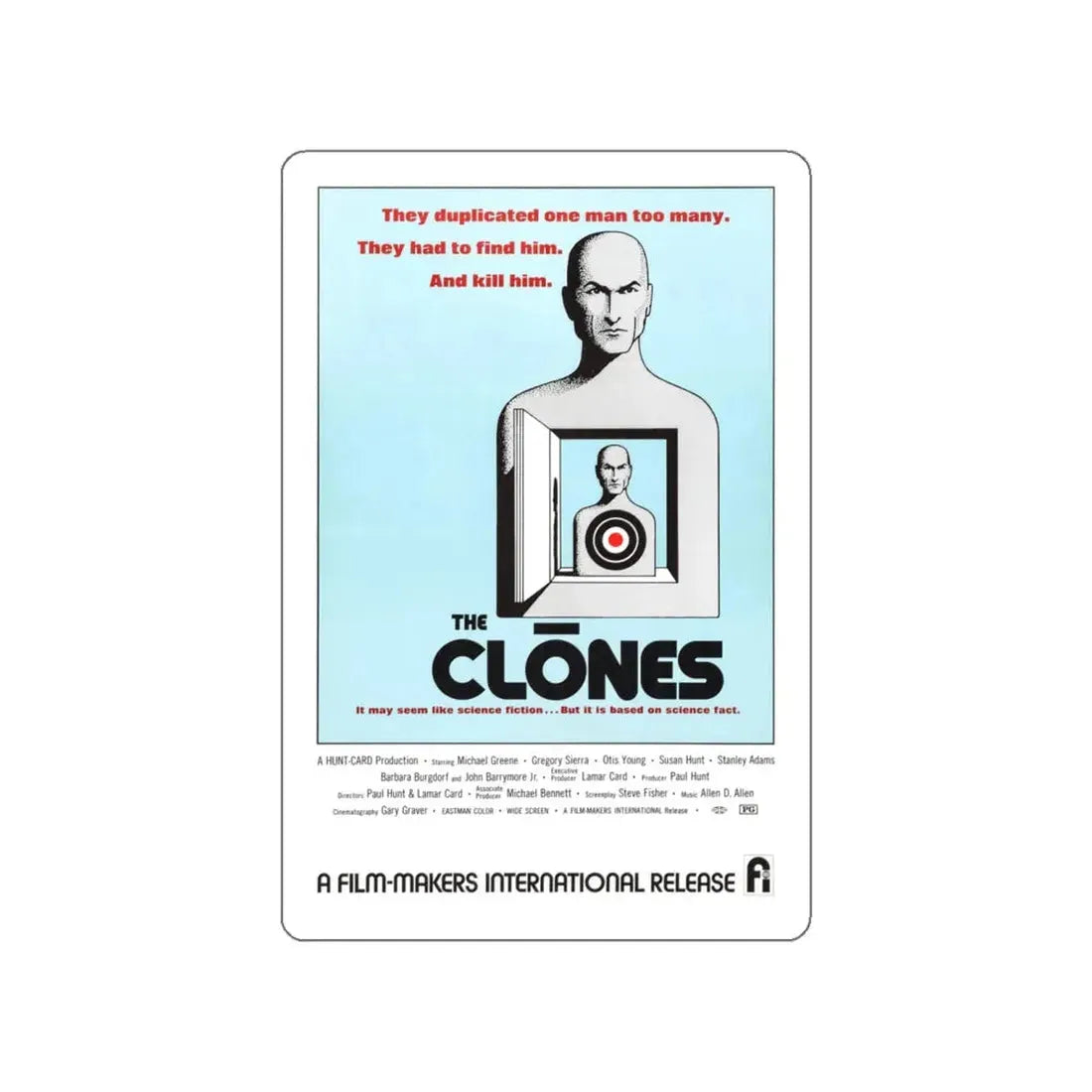 THE CLONES 1973 Movie Poster STICKER Vinyl Die-Cut Decal 5 Inch - The Sticker Space