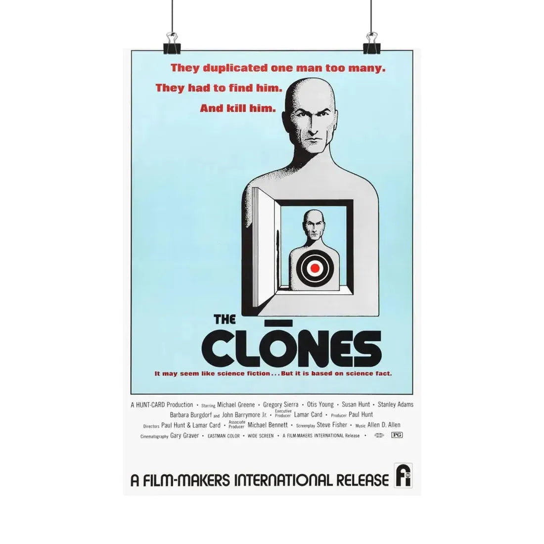 THE CLONES 1973 - Paper Movie Poster 12″ x 18″ Matte - The Sticker Space