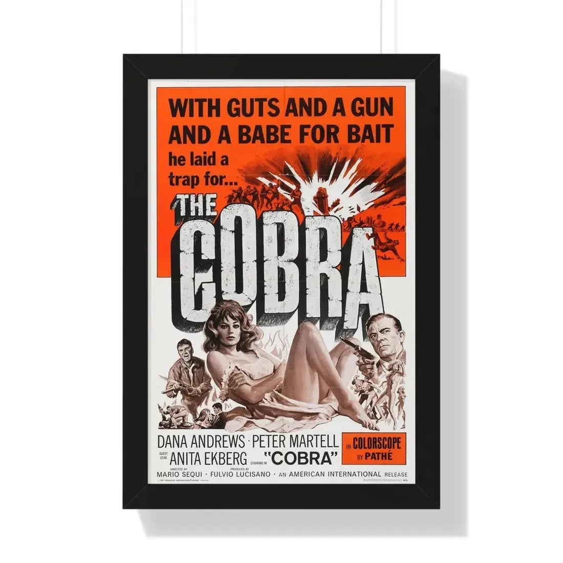 THE COBRA 1986 - Framed Movie Poster 16″ x 24″ Black - The Sticker Space
