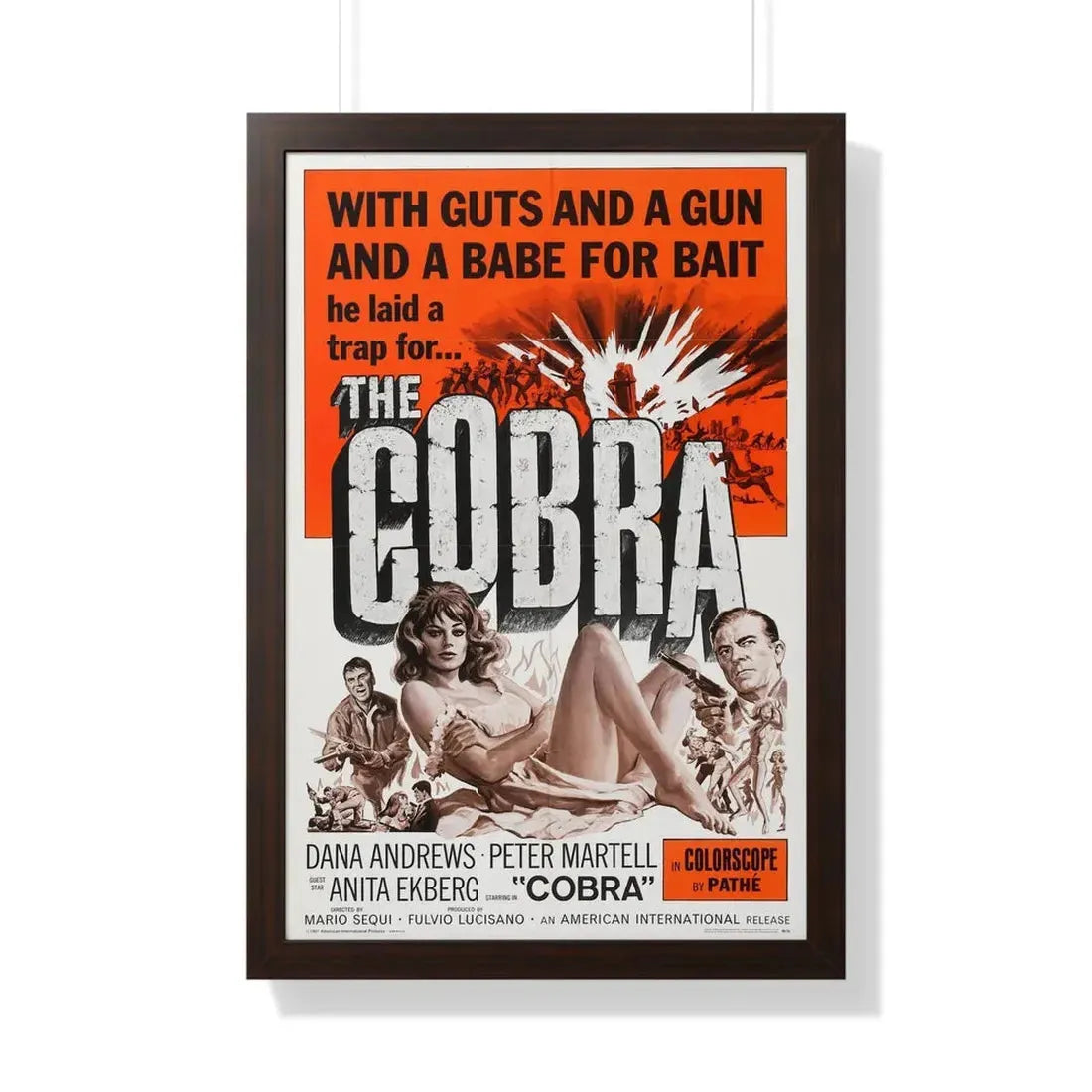 THE COBRA 1986 - Framed Movie Poster 20" x 30" Walnut - The Sticker Space
