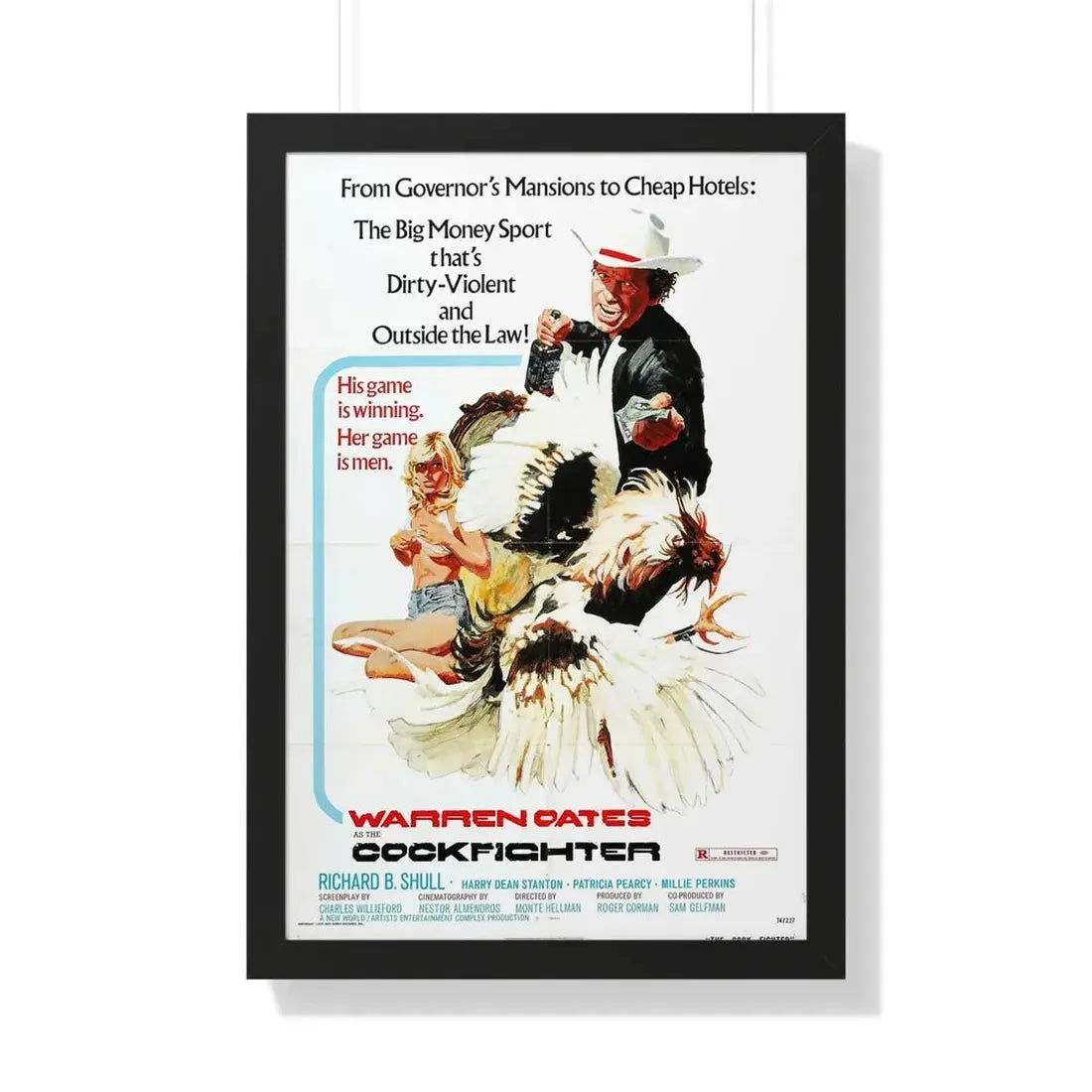 THE COCKFIGHTER 1974 - Framed Movie Poster 20" x 30" Black - The Sticker Space