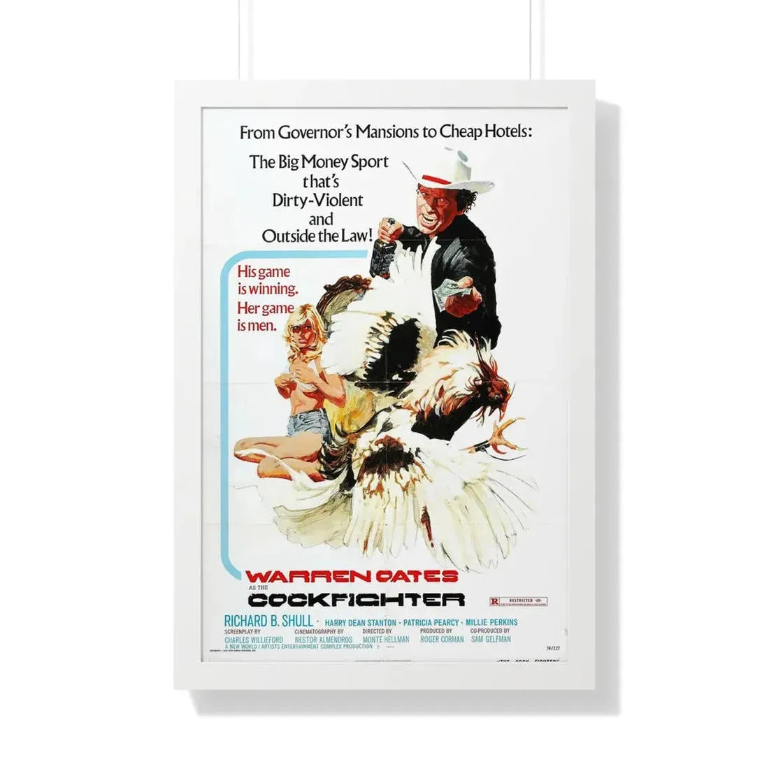 THE COCKFIGHTER 1974 - Framed Movie Poster 20" x 30" White - The Sticker Space