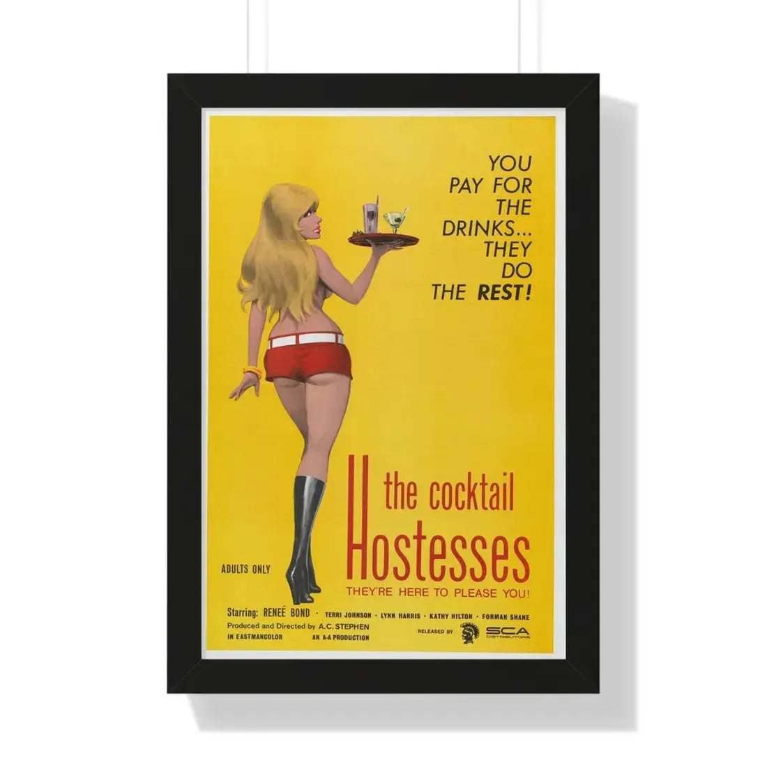 THE COCKTAIL HOSTESSES 1973 - Framed Movie Poster 16″ x 24″ Black - The Sticker Space
