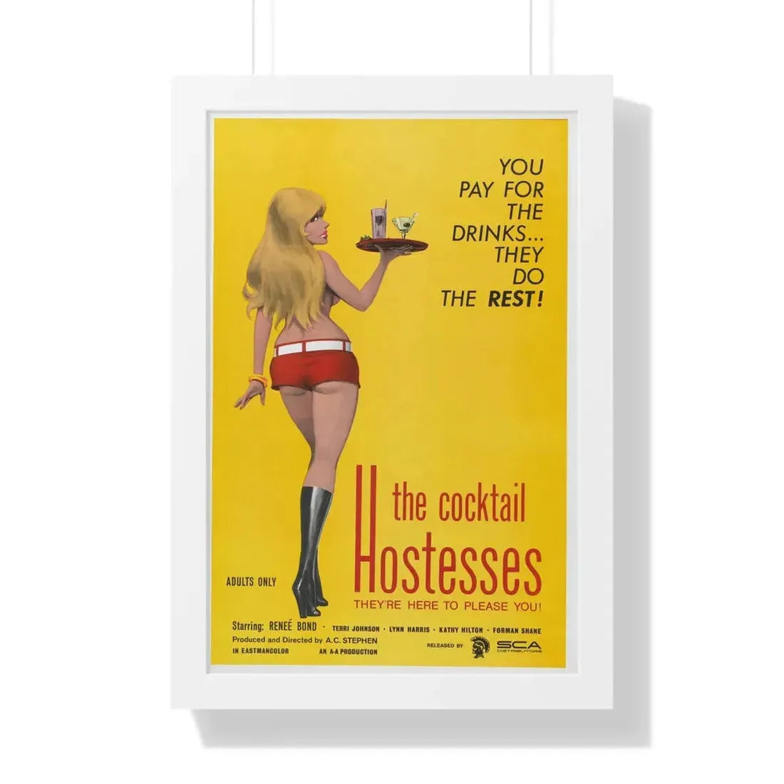 THE COCKTAIL HOSTESSES 1973 - Framed Movie Poster 16″ x 24″ White - The Sticker Space