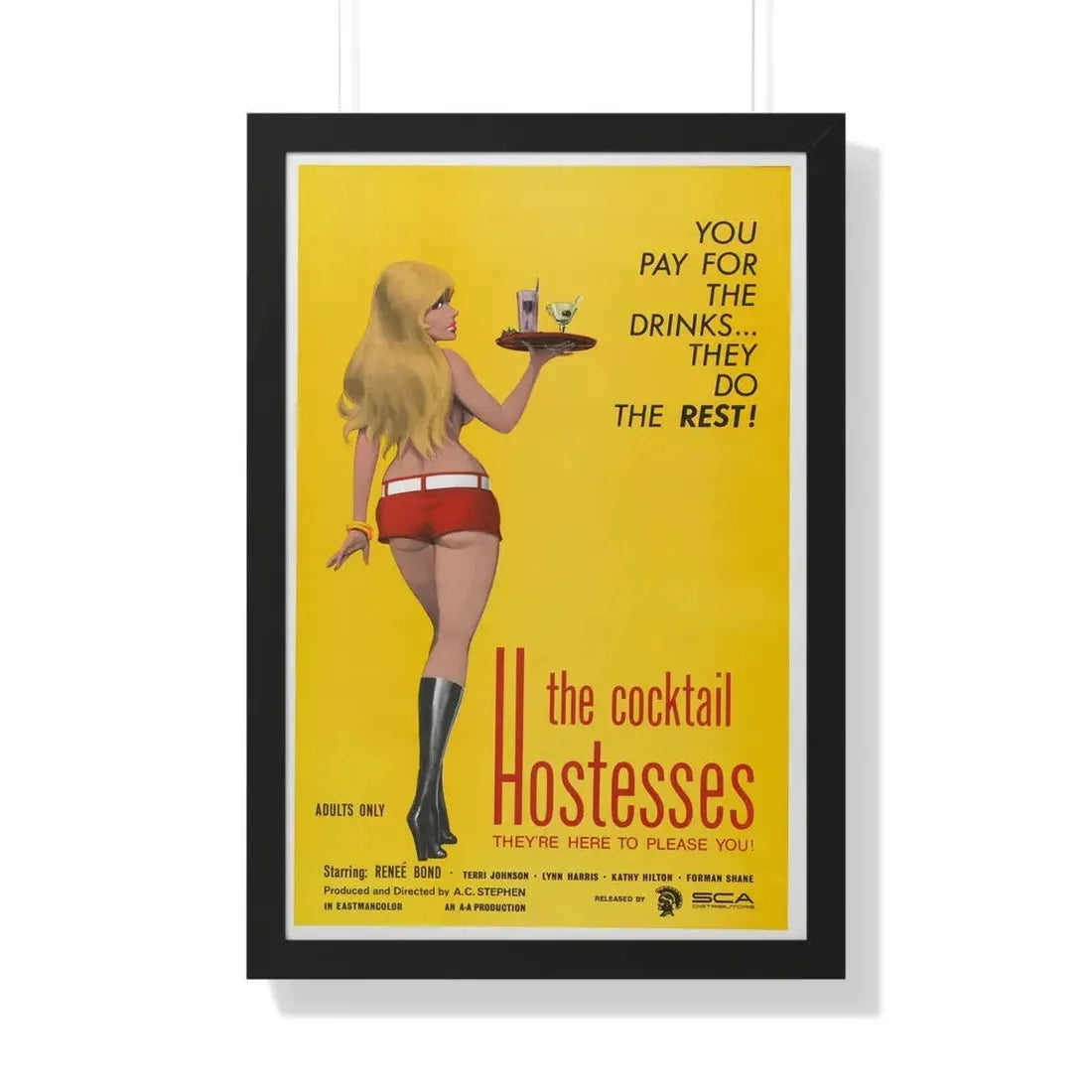 THE COCKTAIL HOSTESSES 1973 - Framed Movie Poster 20" x 30" Black - The Sticker Space