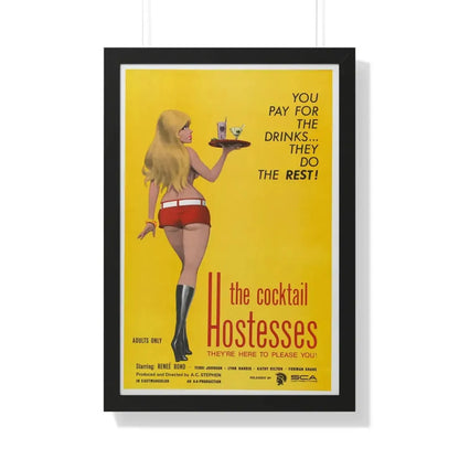 THE COCKTAIL HOSTESSES 1973 - Framed Movie Poster 20" x 30" Black - The Sticker Space