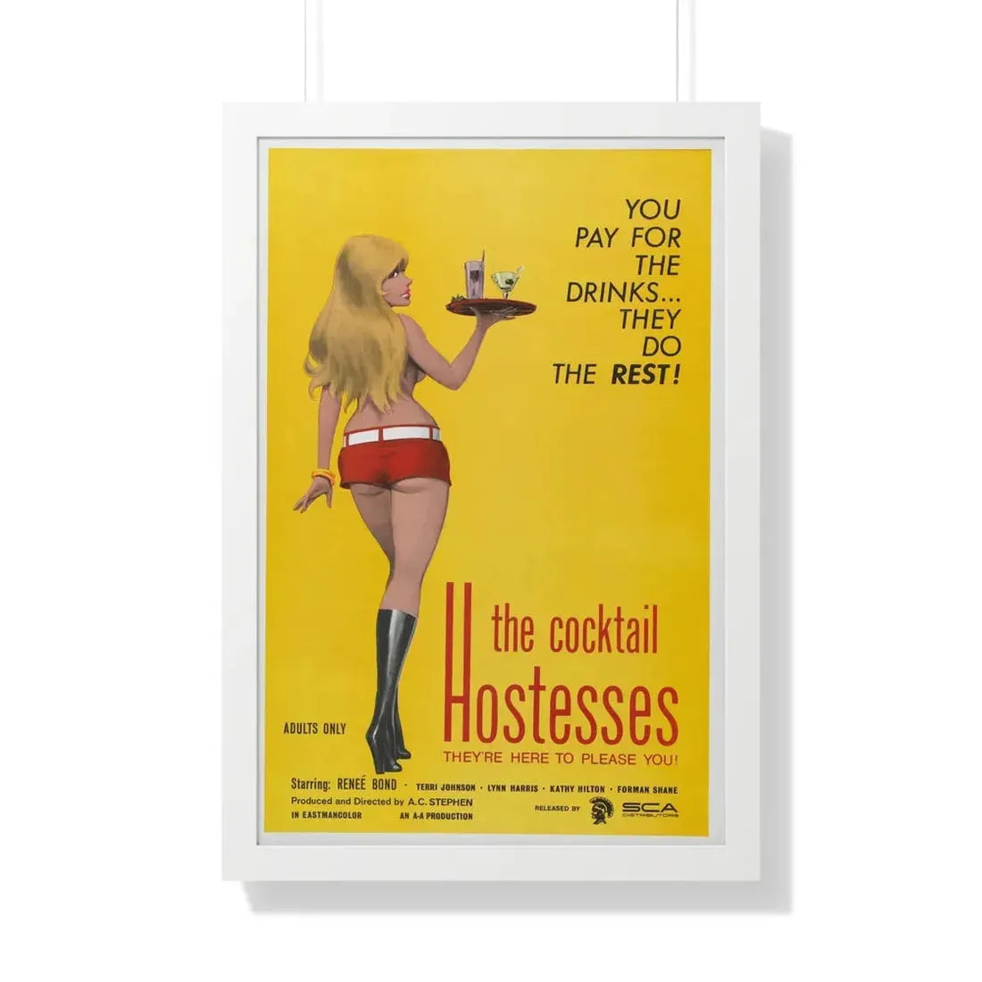 THE COCKTAIL HOSTESSES 1973 - Framed Movie Poster 20" x 30" White - The Sticker Space
