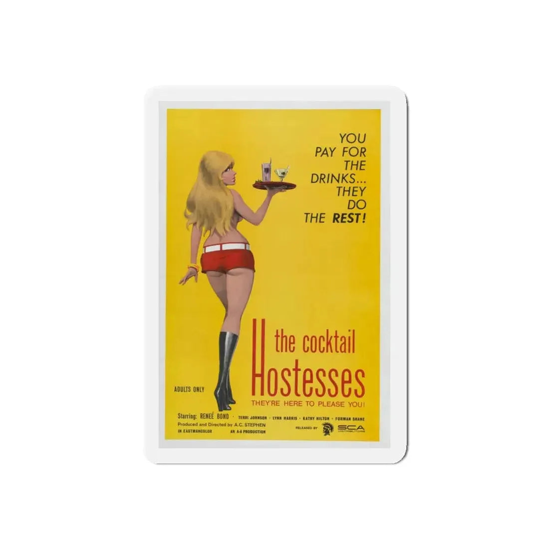 THE COCKTAIL HOSTESSES 1973 Movie Poster - Refrigerator Magnet 4 Inch Die-Cut - The Sticker Space