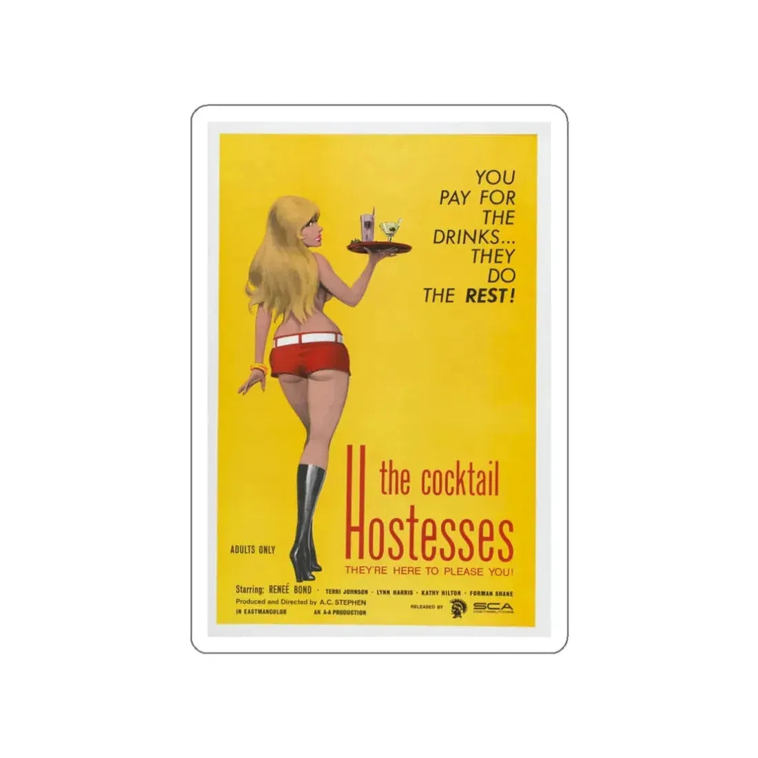 THE COCKTAIL HOSTESSES 1973 Movie Poster STICKER Vinyl Die-Cut Decal 3 Inch - The Sticker Space
