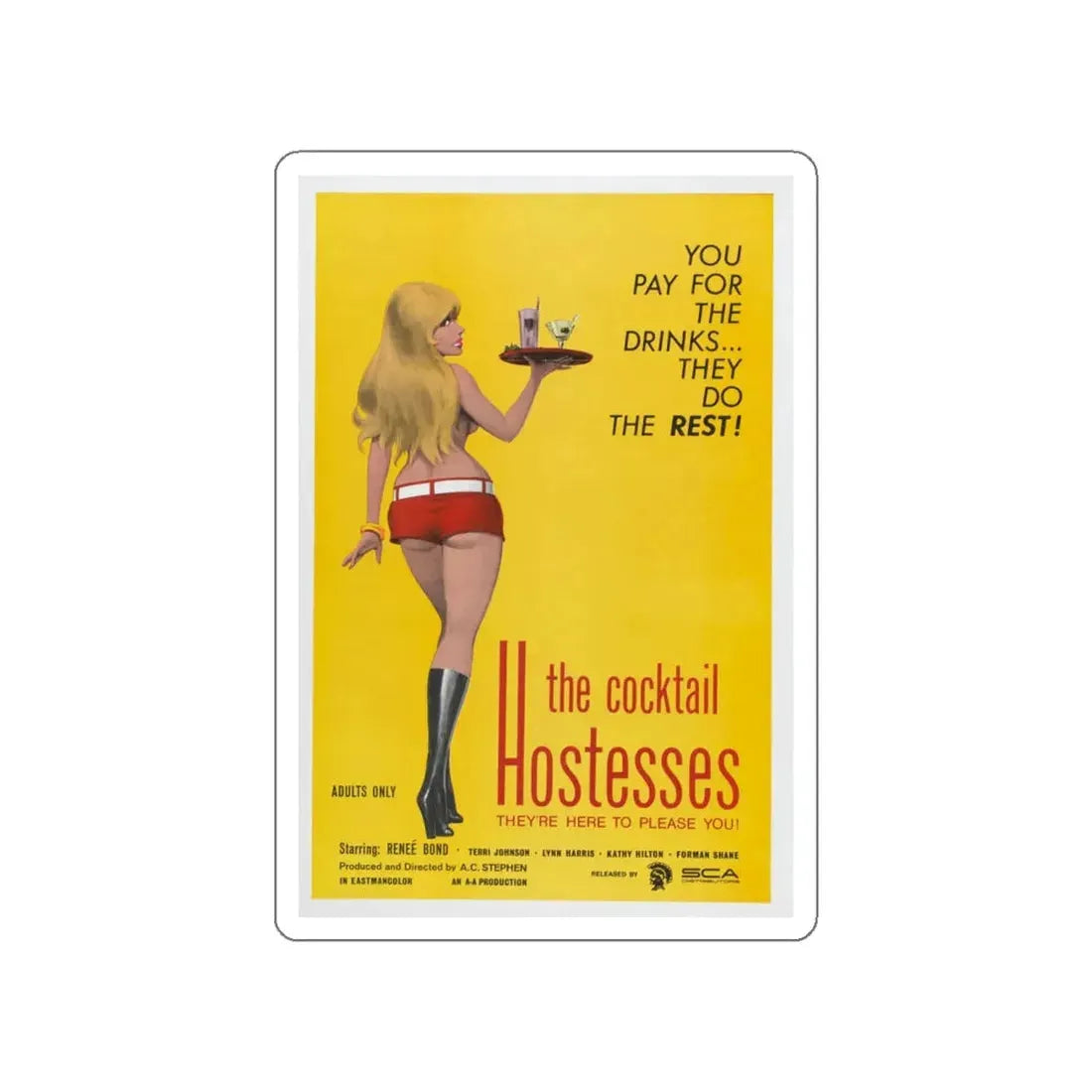 THE COCKTAIL HOSTESSES 1973 Movie Poster STICKER Vinyl Die-Cut Decal 5 Inch - The Sticker Space