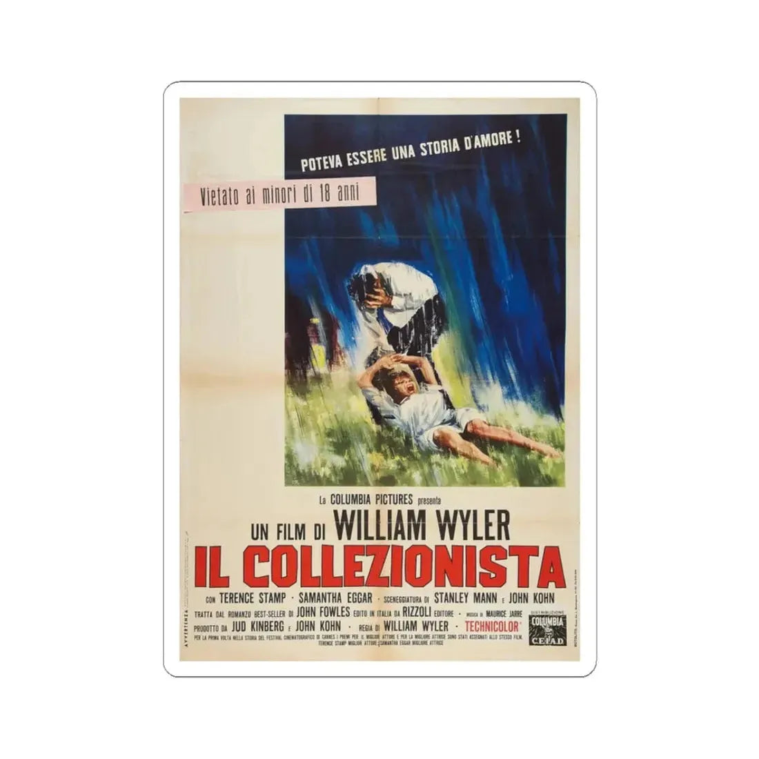 THE COLLECTOR (ITALIAN) 1965 Movie Poster - STICKER Vinyl Kiss-Cut Decal 3 Inch White - The Sticker Space