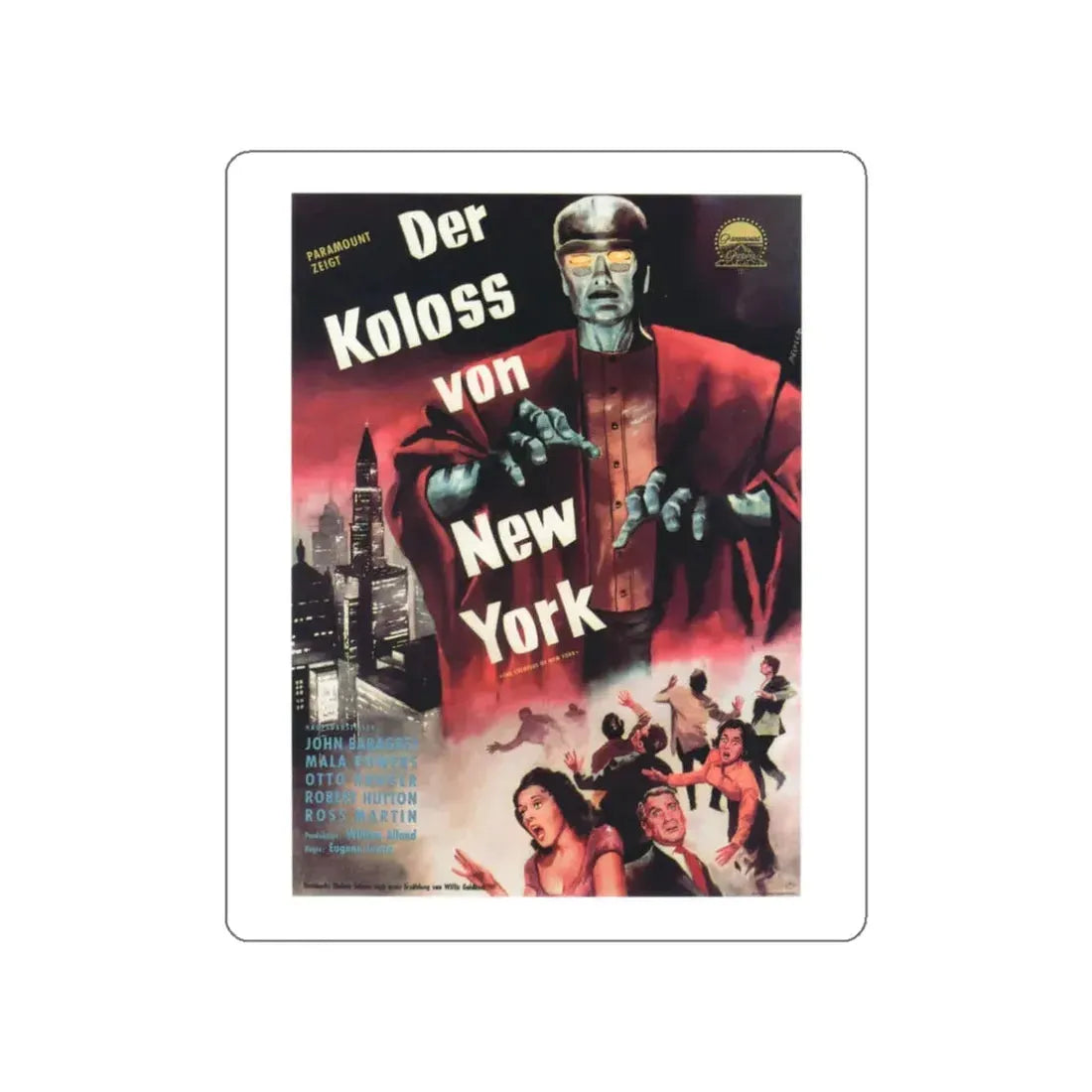 THE COLOSSUS OF NEW YORK (GERMAN) 1958 Movie Poster STICKER Vinyl Die-Cut Decal 3 Inch - The Sticker Space