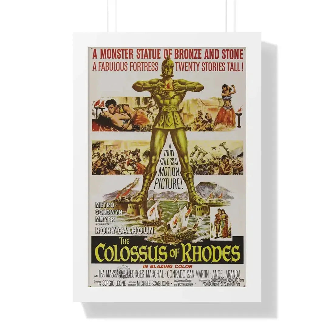 THE COLOSSUS OF RHODES 1961 - Framed Movie Poster 16″ x 24″ White - The Sticker Space