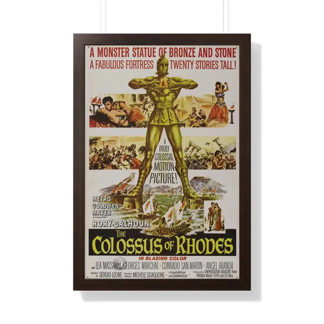 THE COLOSSUS OF RHODES 1961 - Framed Movie Poster 20" x 30" Walnut - The Sticker Space