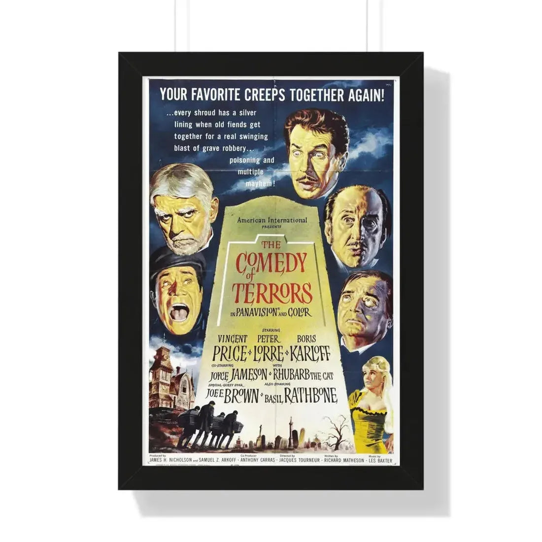 THE COMEDY OF TERRORS 1963 - Framed Movie Poster 16″ x 24″ Black - The Sticker Space
