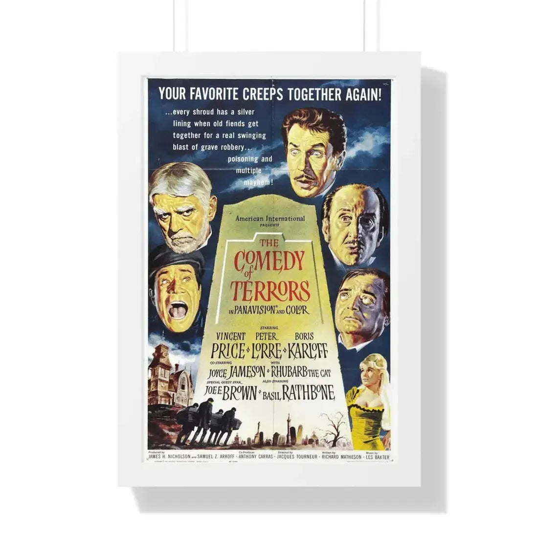 THE COMEDY OF TERRORS 1963 - Framed Movie Poster 16″ x 24″ White - The Sticker Space