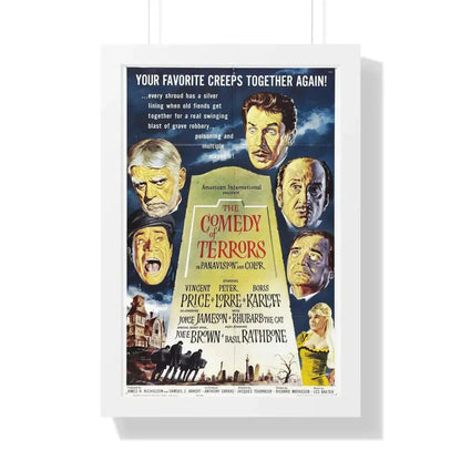 THE COMEDY OF TERRORS 1963 - Framed Movie Poster 16″ x 24″ White - The Sticker Space