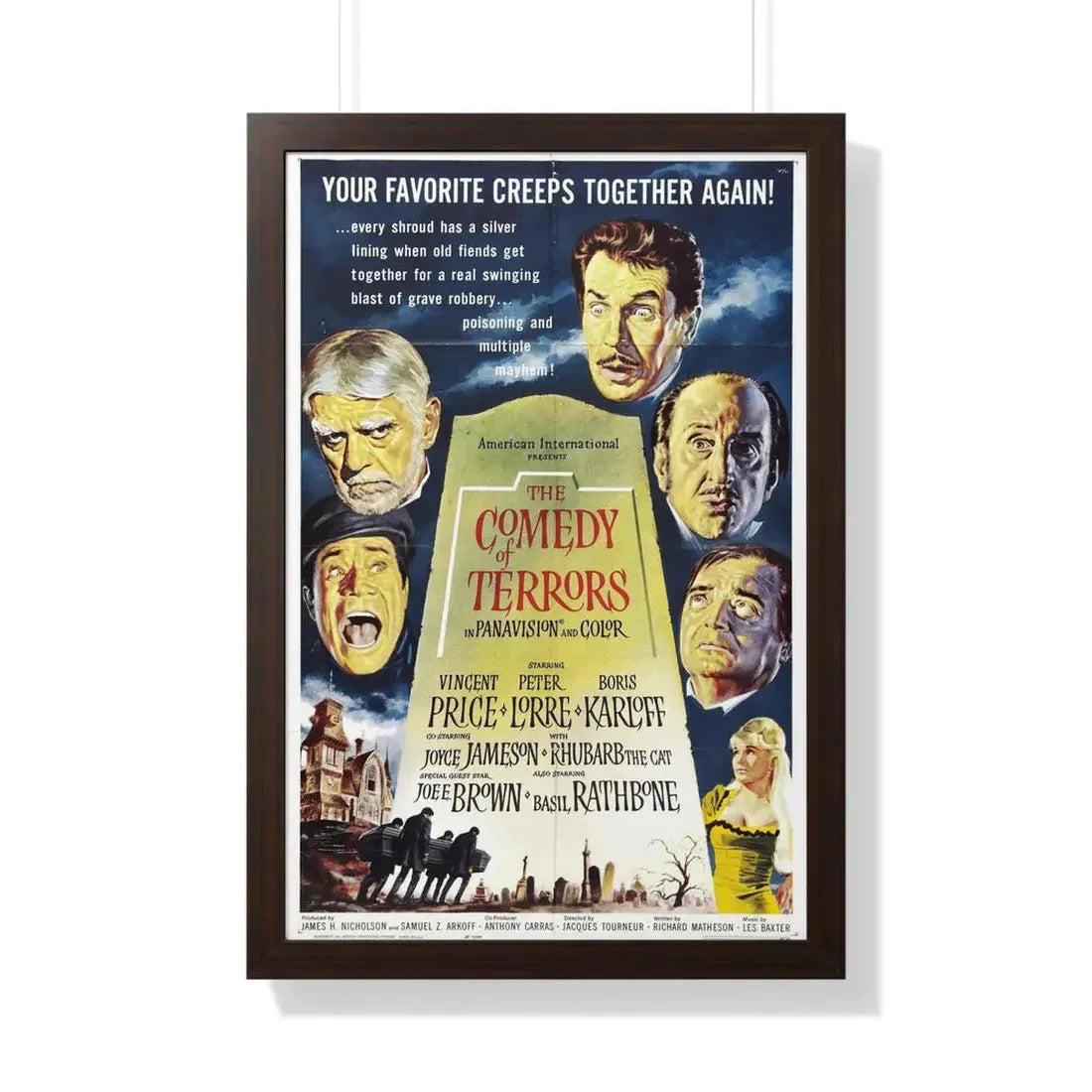 THE COMEDY OF TERRORS 1963 - Framed Movie Poster 20" x 30" Walnut - The Sticker Space