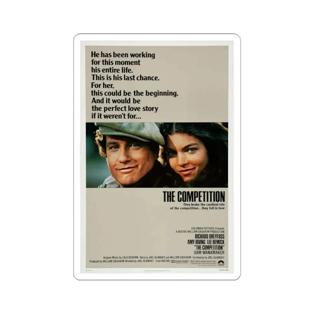 The Competition 1980 Movie Poster - STICKER Vinyl Kiss-Cut Decal 4 Inch White - The Sticker Space