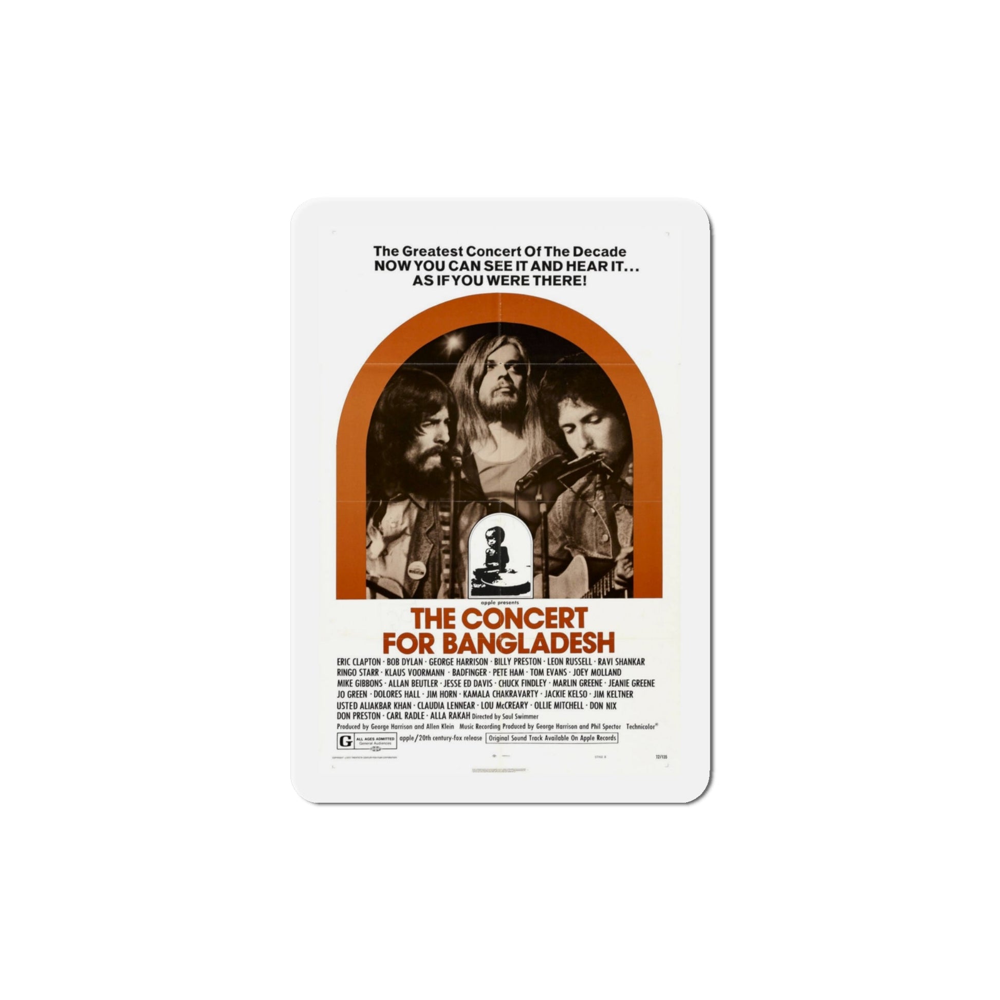 The Concert for Bangladesh 1972 Movie Poster Die-Cut Magnet-4" x 4"-The Sticker Space