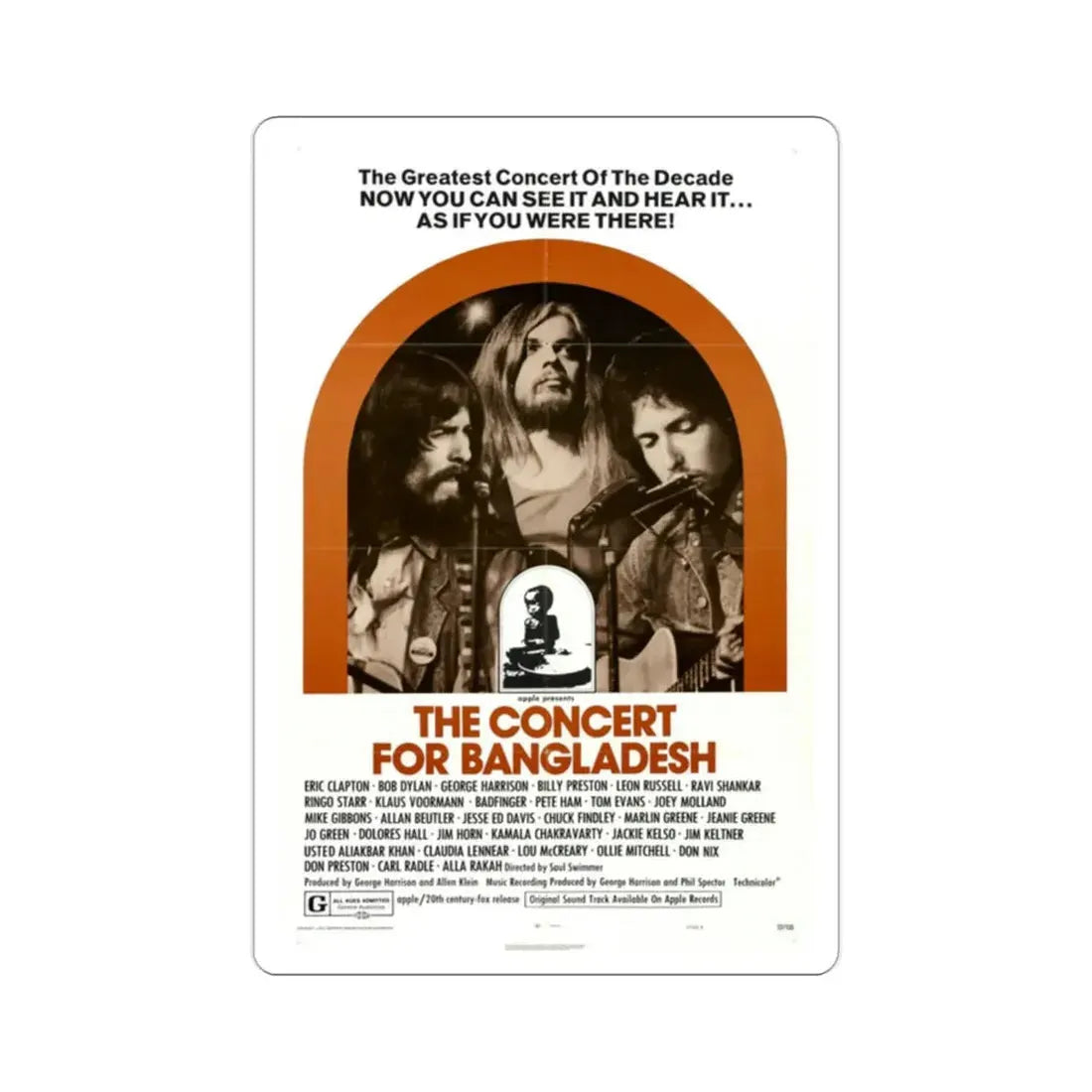 The Concert for Bangladesh 1972 Movie Poster STICKER Vinyl Die-Cut Decal 2 Inch - The Sticker Space